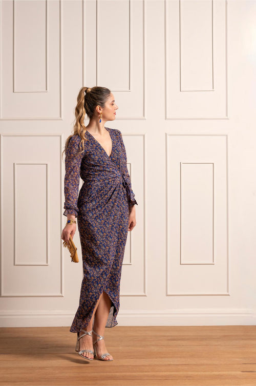 Abito Alma stampa blu - Capsule Dolce Vita