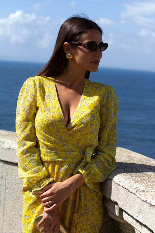 Abito Alma stampa gialla - Capsule Dolce Vita