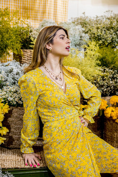 Abito Alma stampa gialla - Capsule Dolce Vita