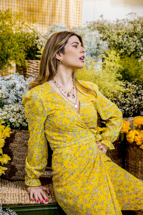 Abito Alma stampa gialla - Capsule Dolce Vita