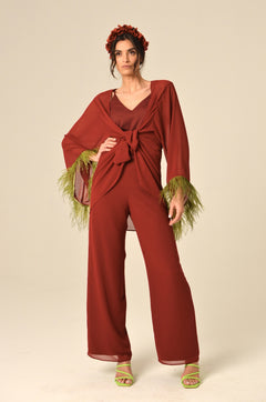 Blusa Axel in Satin Borgogna