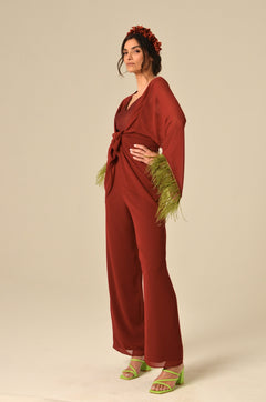 Pantalone Liam in Chiffon Borgogna