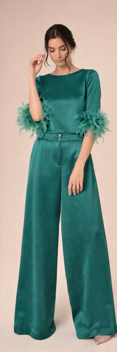 Pantalone Rudy in Satin Verde