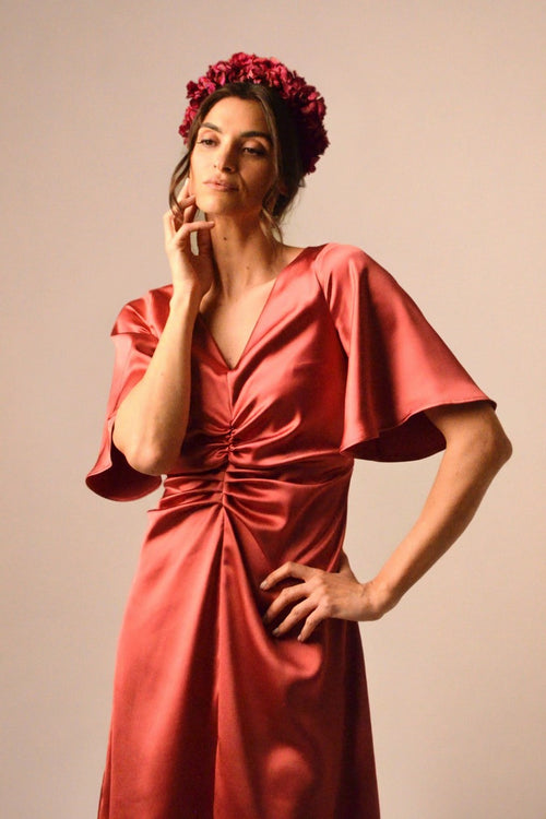 Abito Maya in Satin Rosa