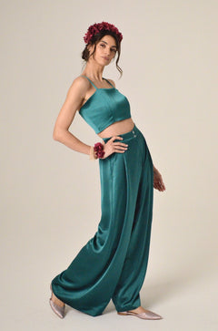 Pantalone Rudy in Satin Verde