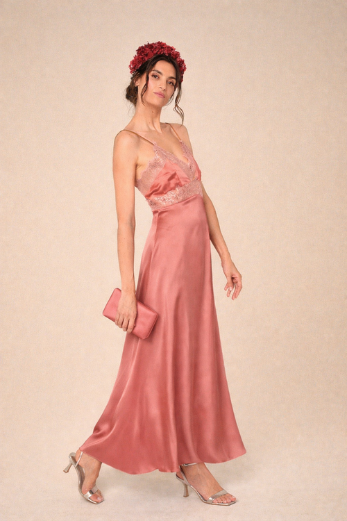 Abito Cassandra in Satin Rosa