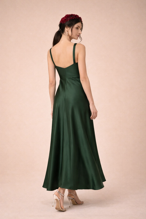 Abito Kate in Satin Verde