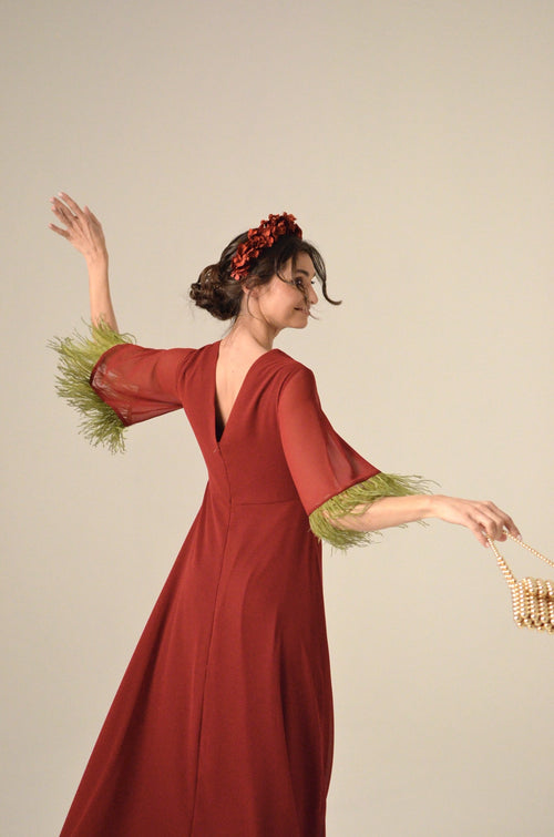 Abito Adele in Chiffon Borgogna