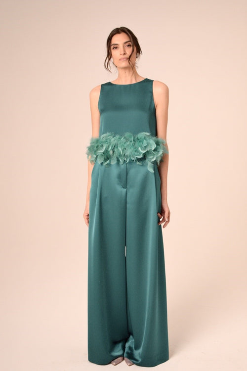 Pantalone  Rudy in Satin Verde