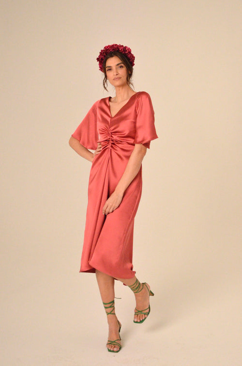Abito Maya in Satin Rosa